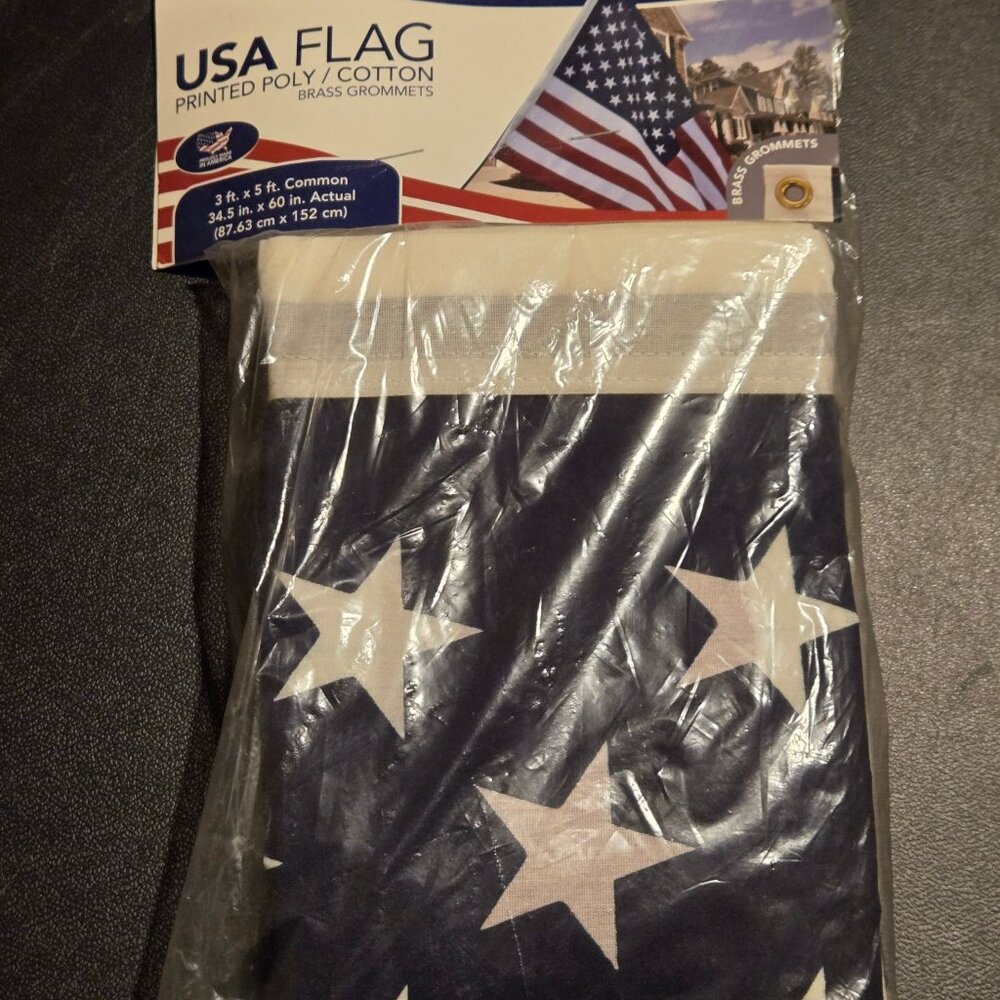 USA Flag 3x5 Printed PolyCotton Brass Grommets Stars Stripes Patriotic Outdoor